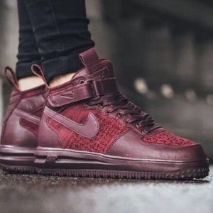 NEW Nike Flyknit Lunar Force One 1 High Top LF1 Work Boot Burgundy Maroon